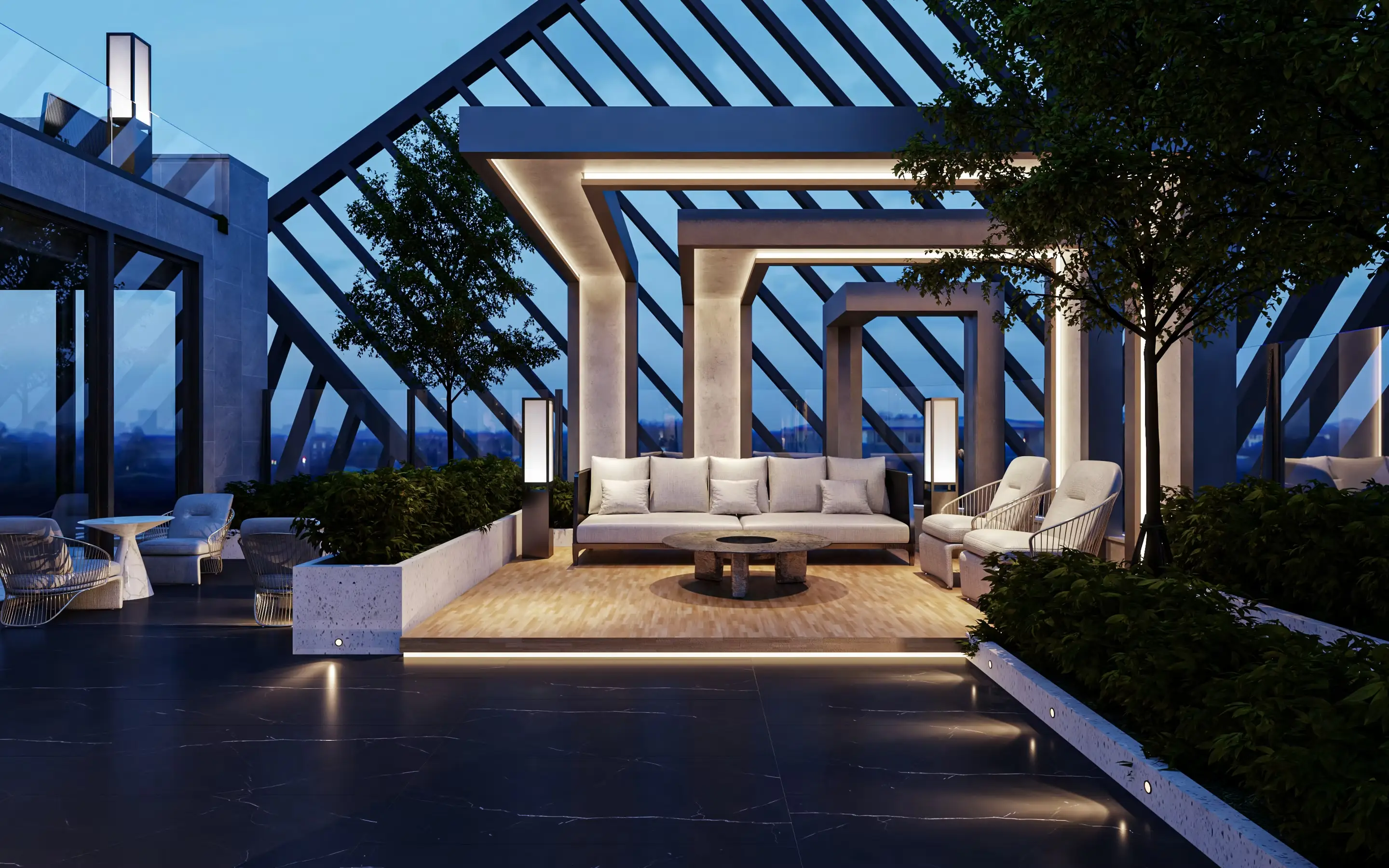 The Skyven Rooftop Sitting - Skyline Views Open Lounge Kokapet